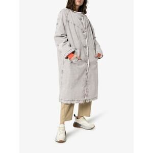 ISABEL MARANT Kaleia Oversized Denim Faux Fur Coat Size 36 in Gray